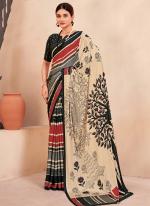 Crepe Soft Silk Beige Casual Wear Printed Saree